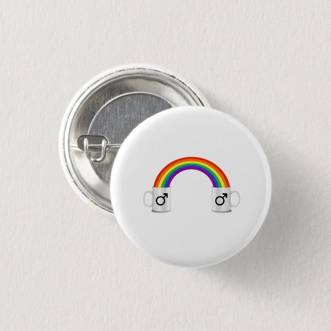 Gay Rainbow Coffee Date Button (Front & Back)