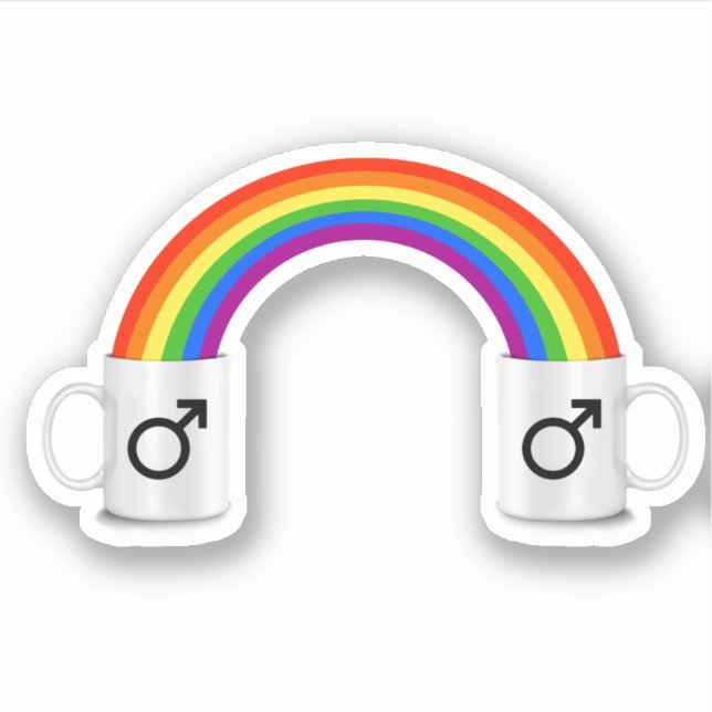 Gay Rainbow Coffee Date Sticker (Front)