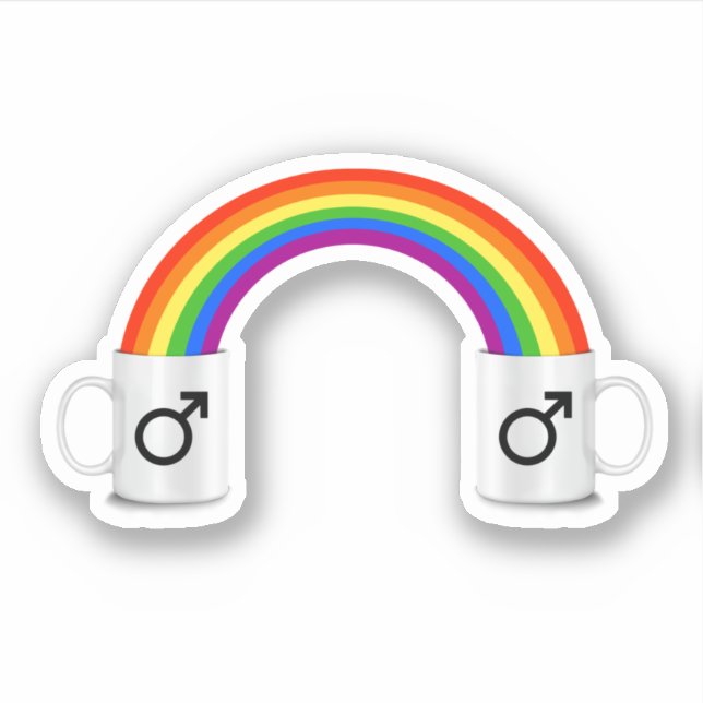 Gay Rainbow Coffee Date Sticker (Front)