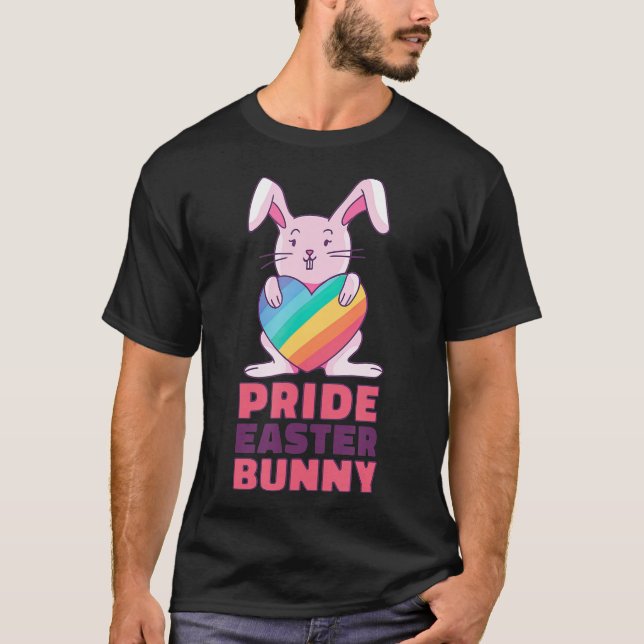 Gay Rainbow design Bunny for Pride Easter Rabbit T-Shirt (Front)
