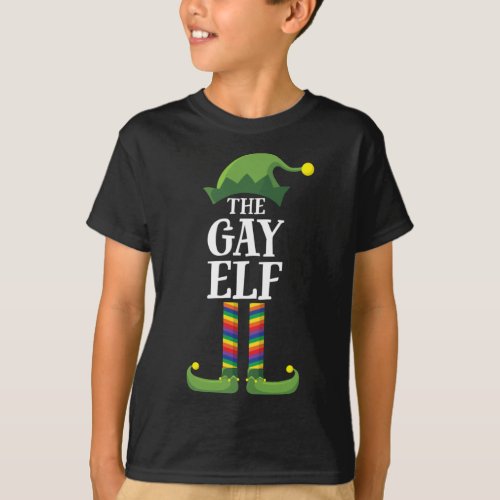 Gay Rainbow Elf Matching Family Christmas Party Pa T_Shirt