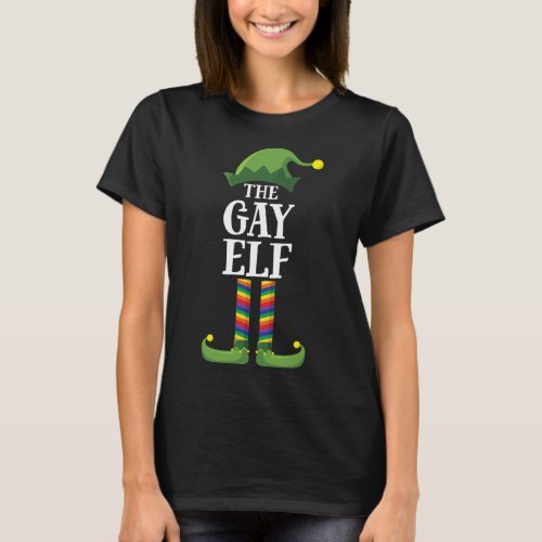 Gay Rainbow Elf Matching Family Group Christmas Pa T_Shirt