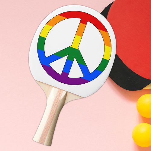 Gay Rainbow Flag Peace Sign Symbol Ping Pong Paddle