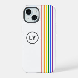 Gay Rainbow Flag Stripes Personalized Initials iPhone 15 Case