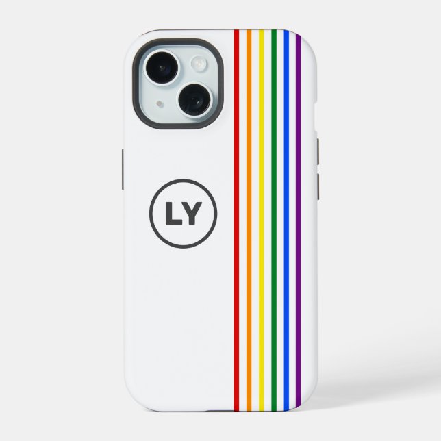 Gay Rainbow Flag Stripes Personalized Initials Iphone Case (Back)
