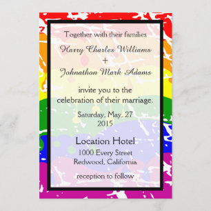 Gay Rainbow Freedom Flag Wedding Invitation