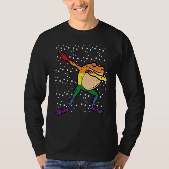 Gay Rainbow Frog Dab Pride Month Lgbt Ally Kids Bo T-Shirt (Front)