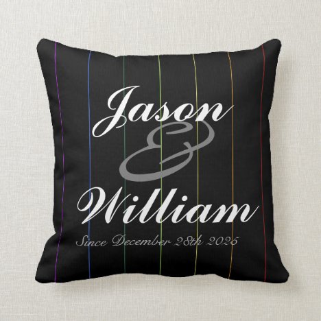 Gay Rainbow Pinstriped Custom Anniversary Pillow