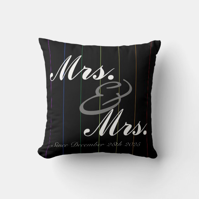 Gay Rainbow Pinstriped Custom Anniversary Pillow (Front)