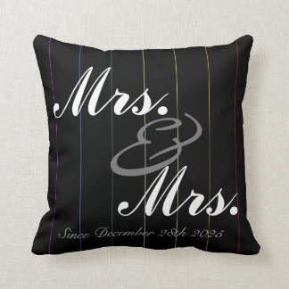Gay Rainbow Pinstriped Custom Anniversary Pillow
