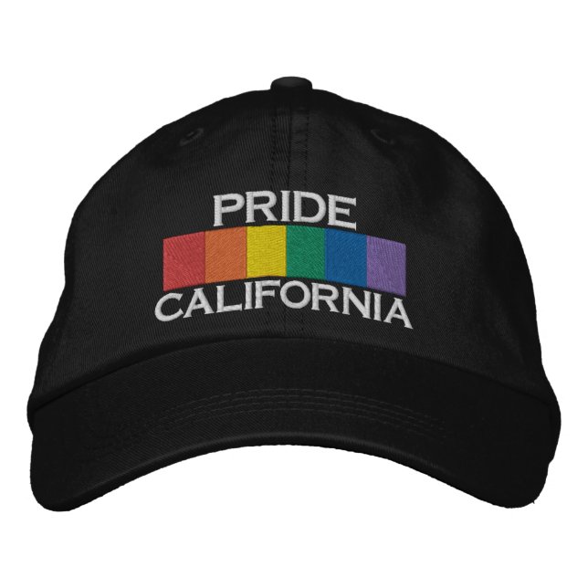 Gay Rainbow Pride Flag Strip Personalized Embroidered Baseball Cap (Front)