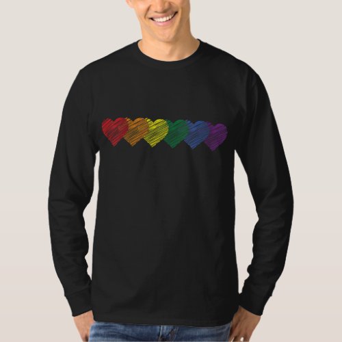 Gay Rainbow Pride Heart Flag LGBTQ Equality Matchi T_Shirt