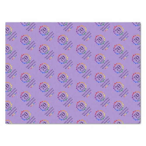 Gay Rainbow Stars Any Age Birthday and name purple Tissue Paper