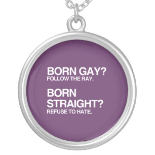 GAY RAY STRAIGHT HATE SILVER PLATED NECKLACE