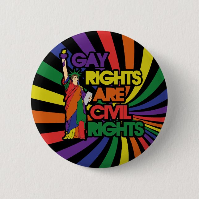 Gay rights are civil rights pinback button (Front)
