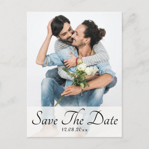 Gay Same Gender Photo Wedding Save the Date Postcard