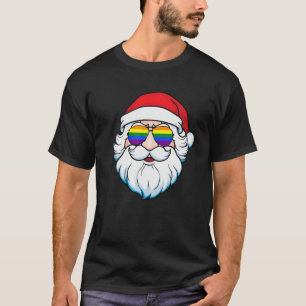 Gay Santa Claus Christmas Rainbow Sunglasses LGBT T-Shirt