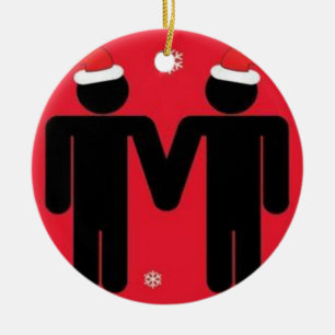 Gay Santas Ceramic Ornament