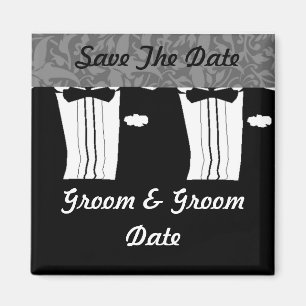 GAY Save the Date Black and White Wedding Magnets