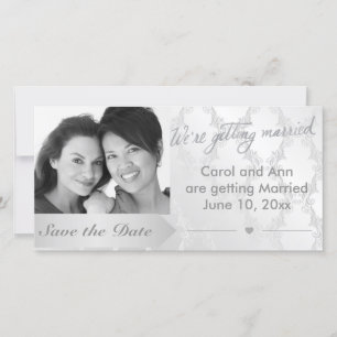 Gay Silver Damask Wedding Photo Save the Date