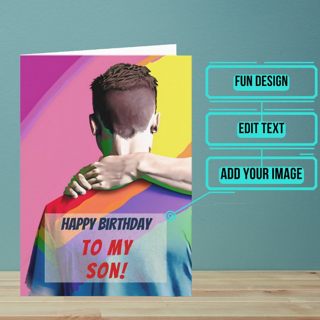 Gay Son from Dad Birthday Card (Wish a very Happy Birth - gay to your favorite human with this LGBTQ+ inspired birthday card. )