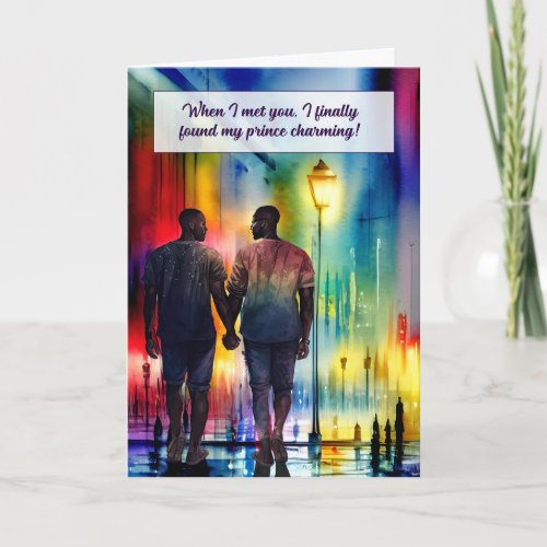 Gay Spouse Anniversary African American Rainbow Card