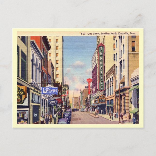 Gay Street, Knoxville, Tennessee Vintage Postcard (Front)