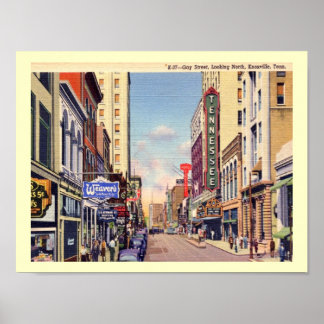 Gay Street, Knoxville, Tennessee Vintage Poster