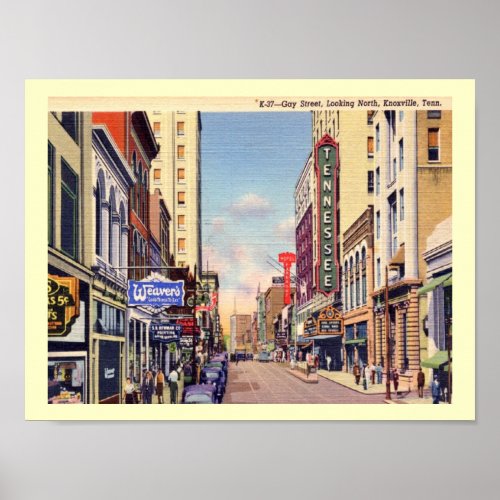 Gay Street Knoxville Tennessee Vintage  Poster