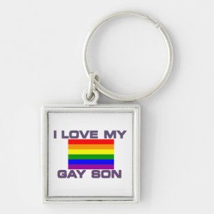 Gay Support l love my gay son rainbow flag Keychain