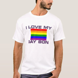 Gay Support l love my gay son rainbow flag T-Shirt