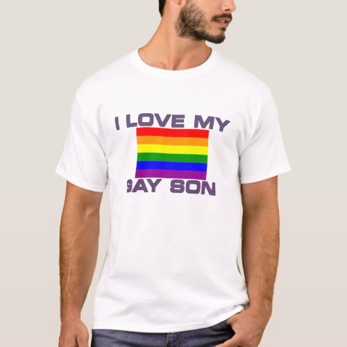 Gay Support l love my gay son rainbow flag T_Shirt