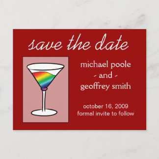 Gay-tini | Save the Date Announcement Postcard