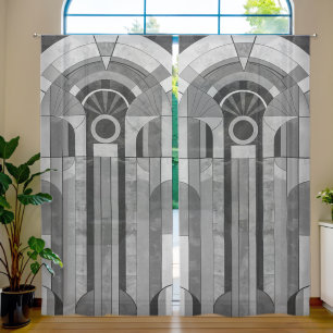 Gay Tones geometric art deco pattern Sheer Curtains