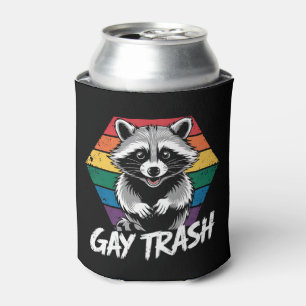 Gay Trash Raccoon LGBTQ Pride Vintage Can Cooler
