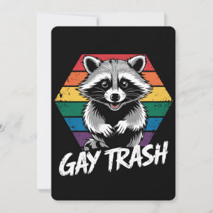 Gay Trash Raccoon LGBTQ Pride Vintage Invitation