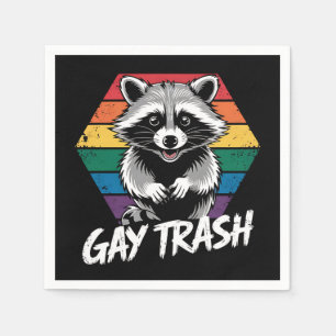 Gay Trash Raccoon LGBTQ Pride Vintage Napkins