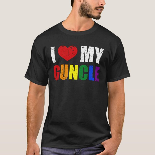 Gay Uncle Guncle Pride Month LGBT homosexual Rainb T-Shirt (Front)