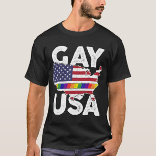 Gay USA American LGBT Pride Rainbow Flag March Ral T-Shirt
