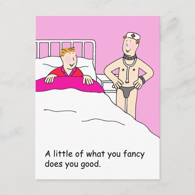 Gay Valentine Cartoon Humor for Him Postcard (Front)