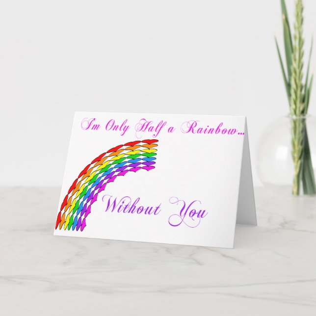 Gay Valentine Half Rainbow right Holiday Card (Front)