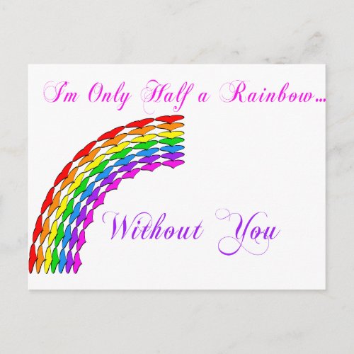 Gay Valentine Half Rainbow right Holiday Postcard