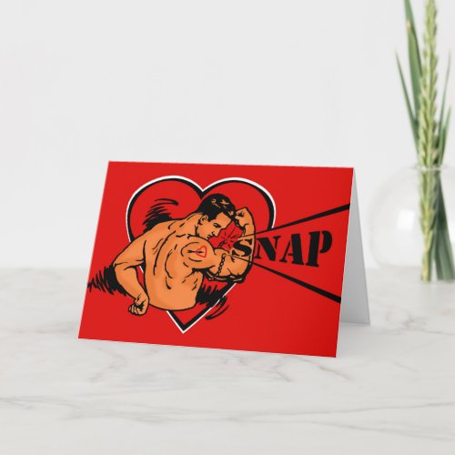 Gay Valentines Day SNAP Retro Muscle Man Chain Holiday Card