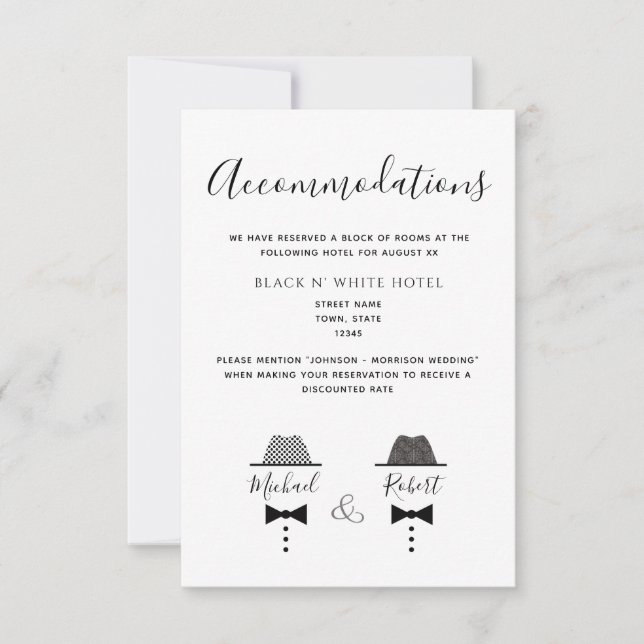 Gay Wedding Accommodation Card (Front)