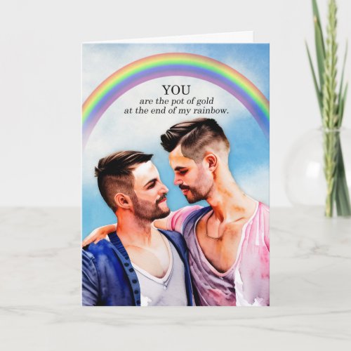 Gay Wedding Anniversary Pot of Gold Rainbow Card
