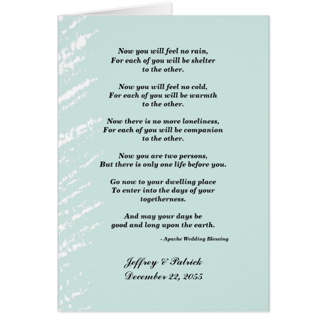 Gay Wedding, Apache Blessing, Blue Green Cards (Front)