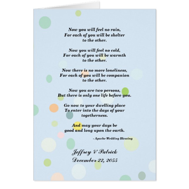 Gay Wedding, Apache Blessing, Blue with Dots Cards (Front)