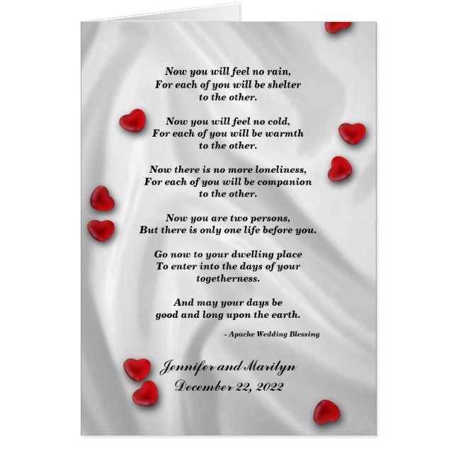 Gay Wedding, Apache Blessing Cards (Front)