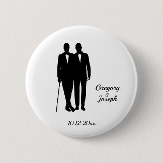Gay Wedding Black and White Button