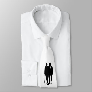 Gay Wedding Black and White Grooms Neck Tie